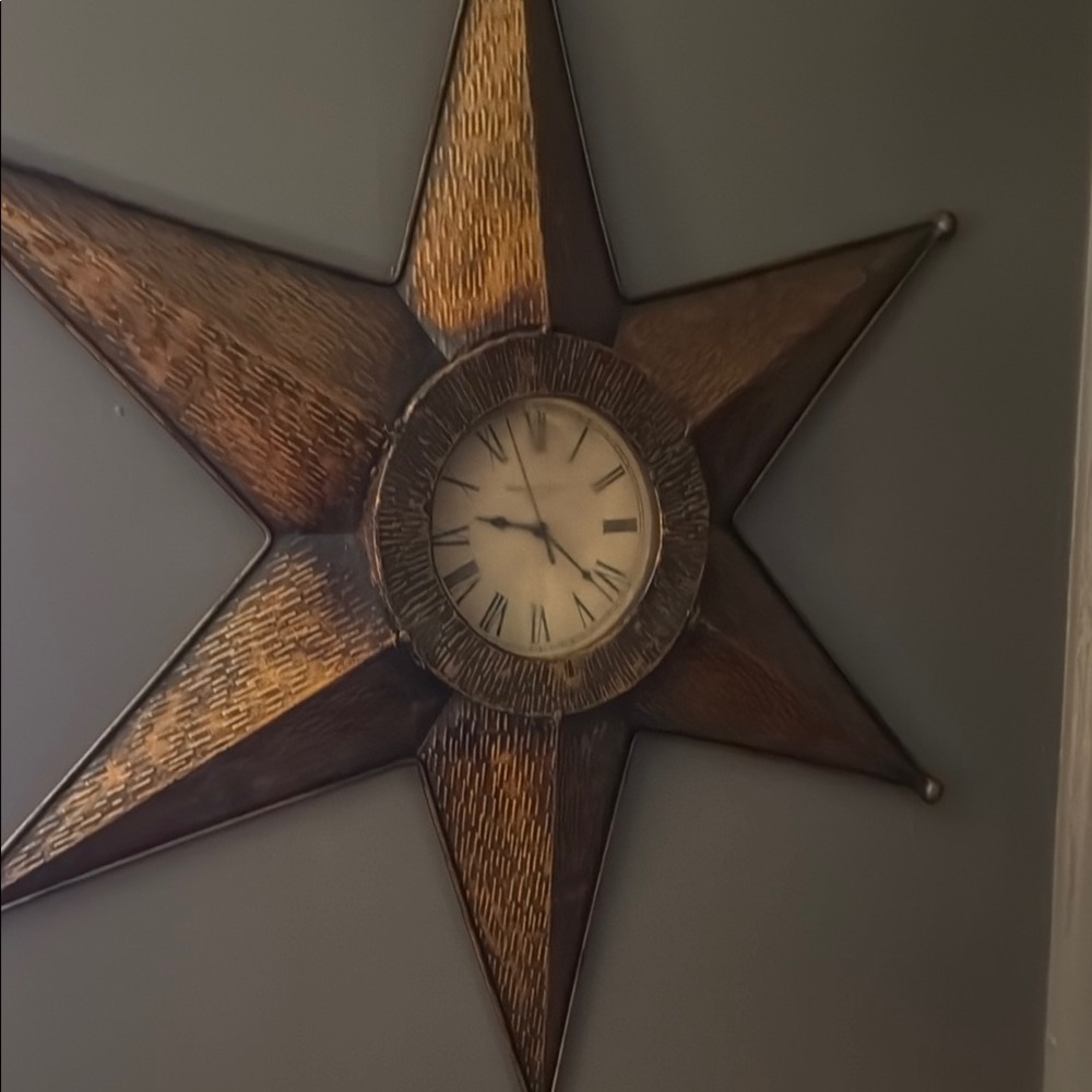 Rustic Brown Star-Shaped Wall Clock